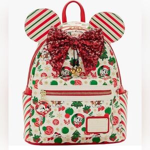 Loungefly Minnie Mouse Christmas Holiday Themed Womens Double Strap Shoulder Bag